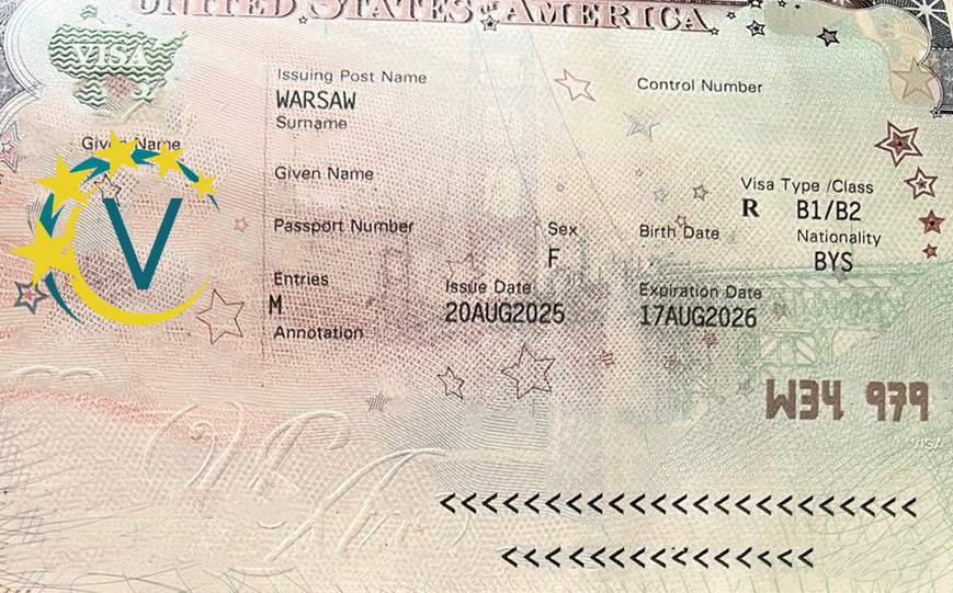 Пример визы в США